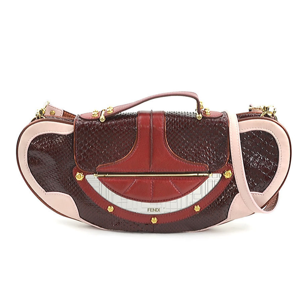 Fendi Python Leather Shoulder Bag Pink - image 1